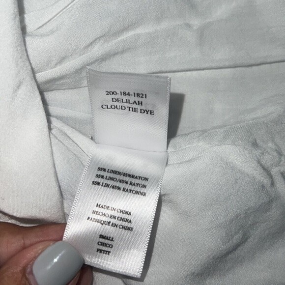 RAILS Delilah Midi Dress Cloud Tie Dye White & Blue Ruffle Hem Small *Tiny Flaw! - Picture 10 of 12